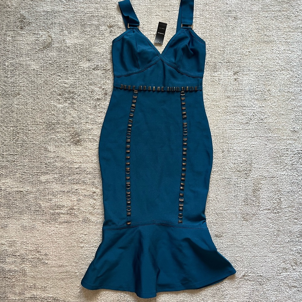 Bebe Carly Midi Bandage Dress, color Legion Blue, size M